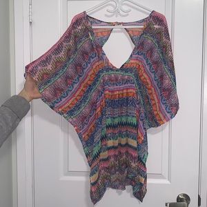 Multicoloured bathing suit cover up dress